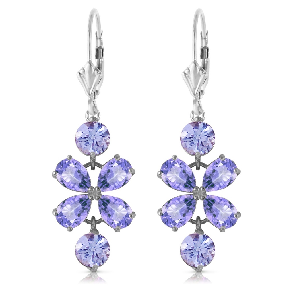 GOLD CHANDELIERS EARRING WITH NATURAL TANZANITES - Picture 2 of 5